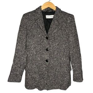 MaxMara coat gray tweed virgin wool Women's Jacket size 6